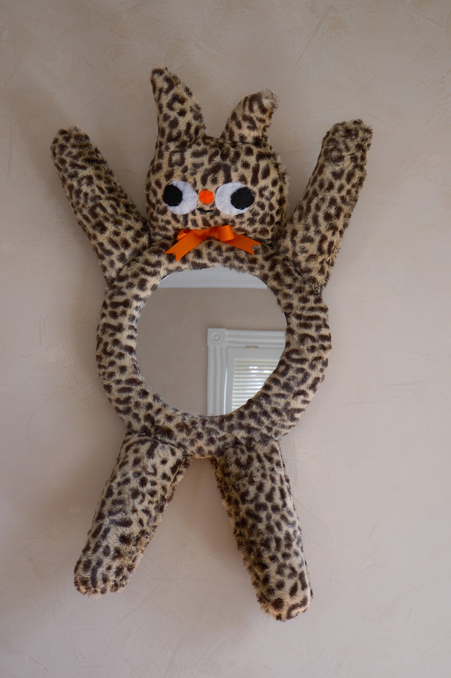 Cheetah with Clementine Orange Bow • Clunky Picnic Plush Mirror