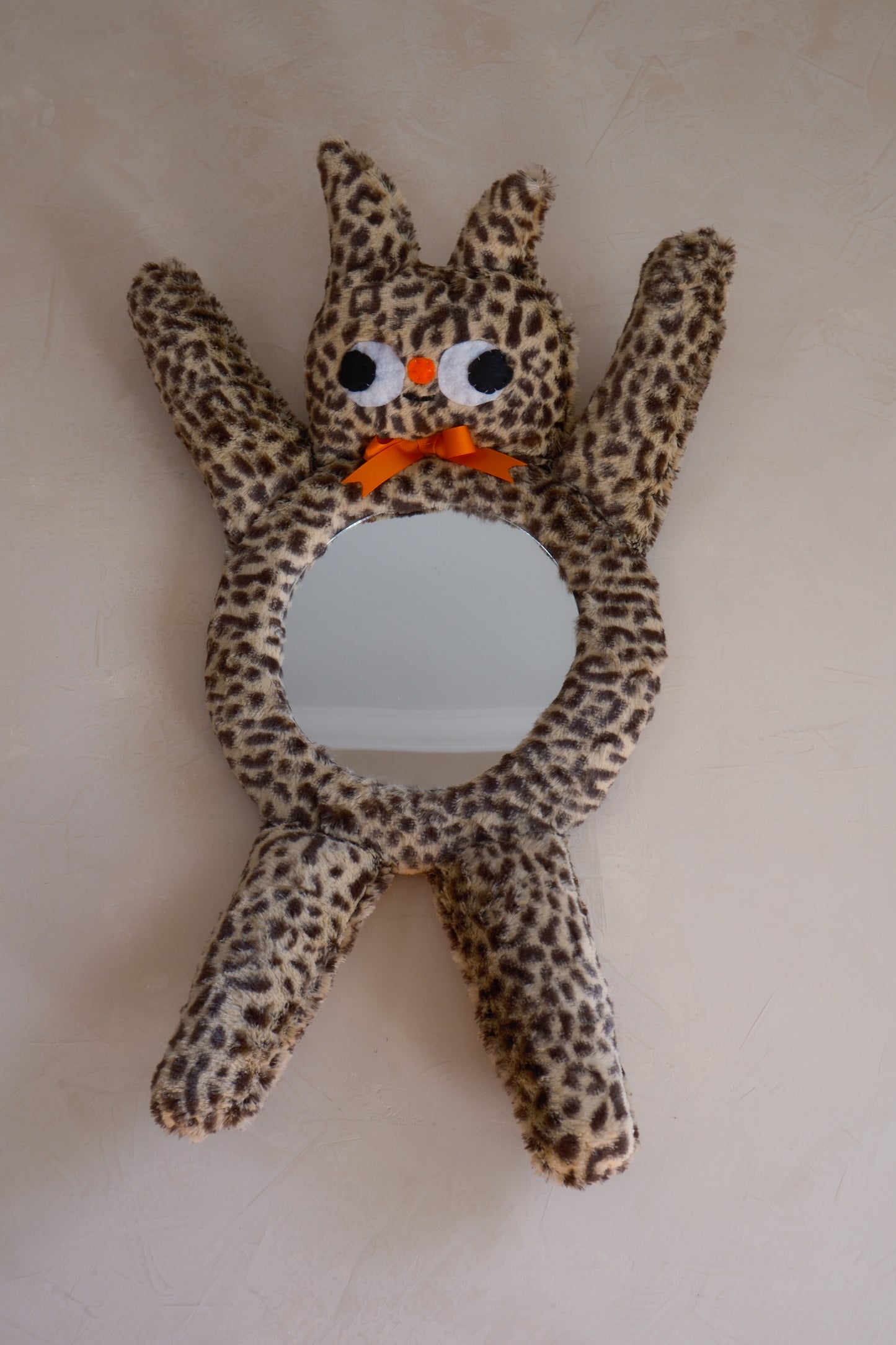 Cheetah with Clementine Orange Bow • Clunky Picnic Plush Mirror