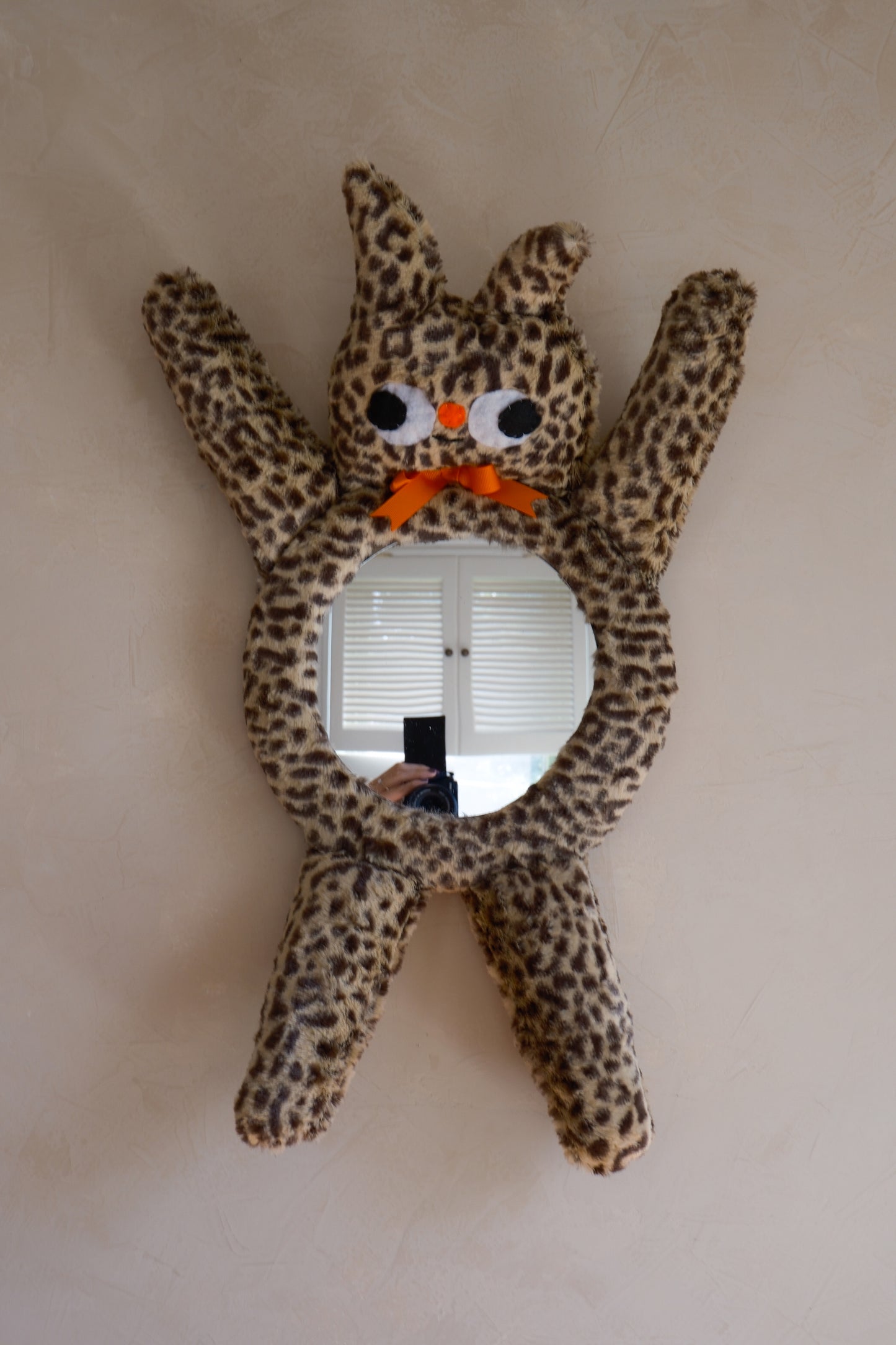 Cheetah with Clementine Orange Bow • Clunky Picnic Plush Mirror