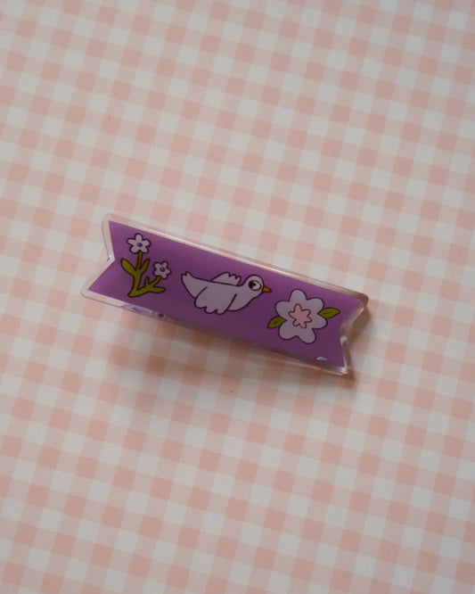Purple Birdie Banner - Hair Clip