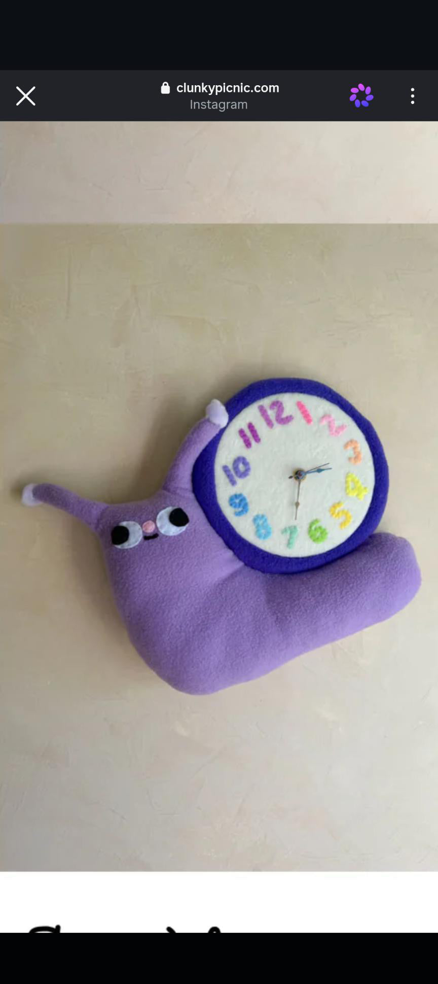 MADE TO ORDER ~ Purple FROG! Plushie Friend Functional Analog Clock - New Smaller Size