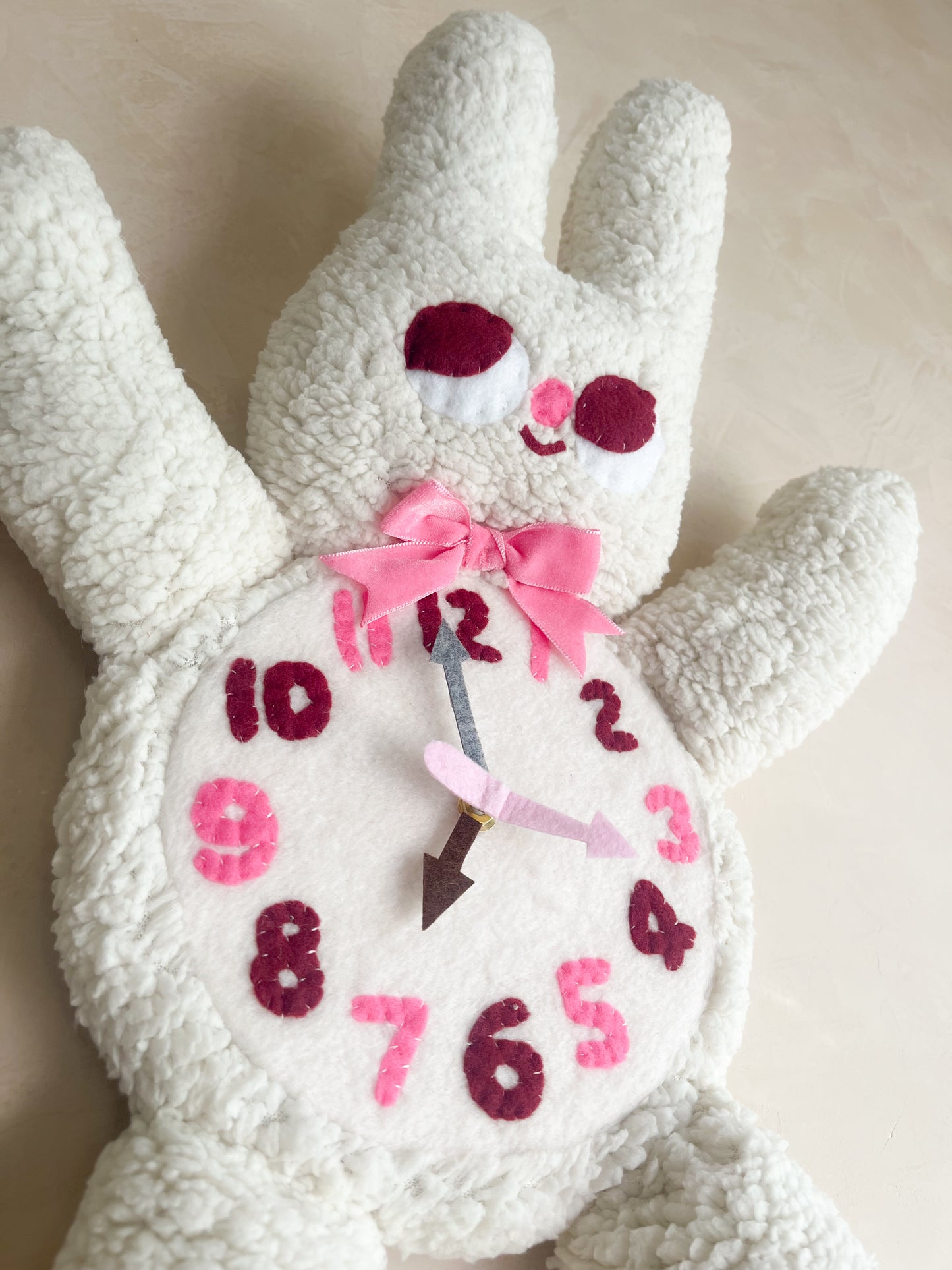 Fuzzy Bunny Plushie Friend Functional Analog Clock - New Smaller Size