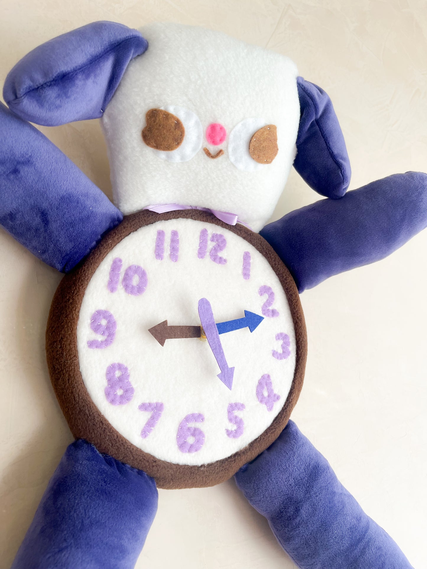 Purple Pup Plushie Friend Functional Analog Clock - New Smaller Size