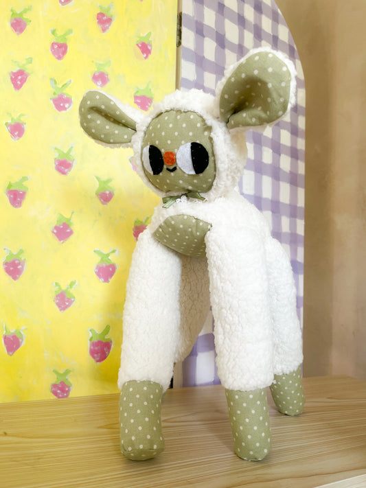 Green Polka Dot Leggie Lamb - Clunky Plush Collectible