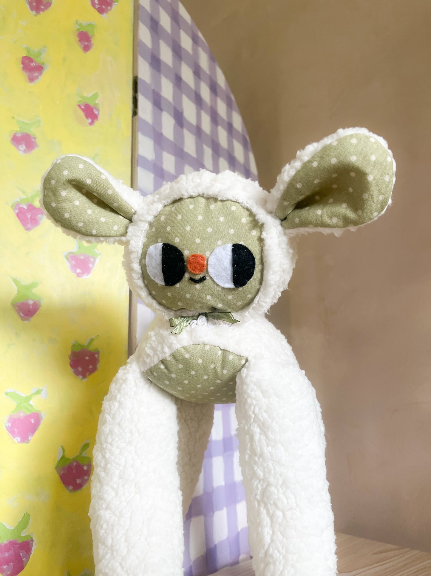 Green Polka Dot Leggie Lamb - Clunky Plush Collectible
