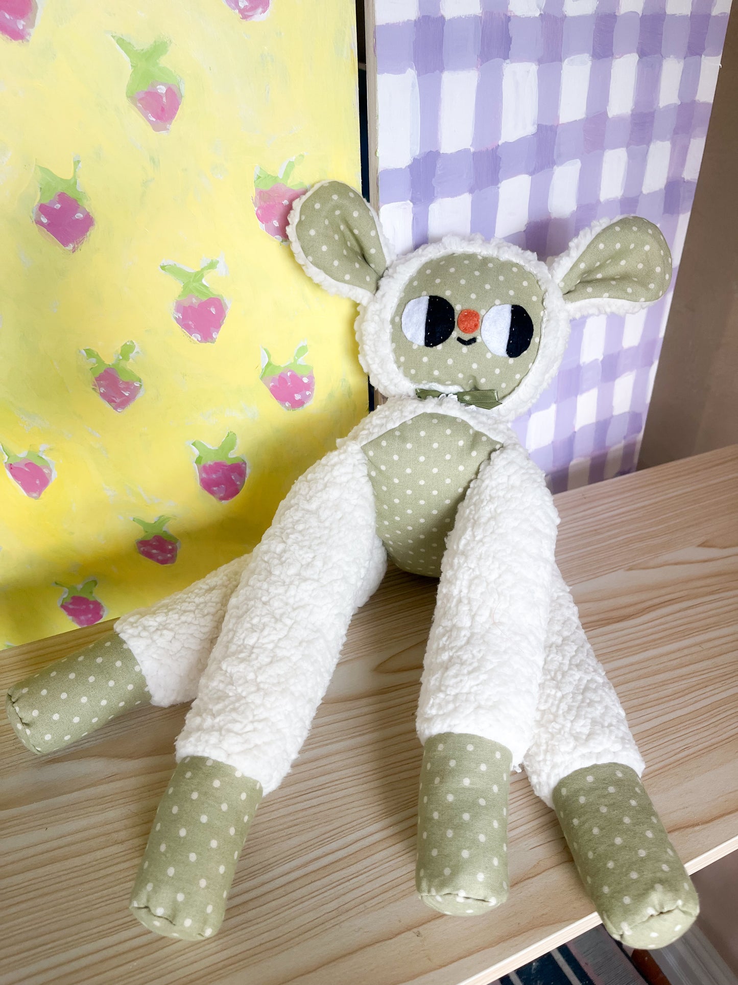 Green Polka Dot Leggie Lamb - Clunky Plush Collectible