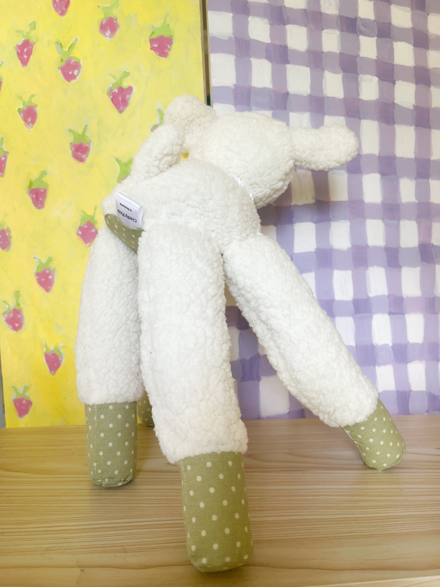 Green Polka Dot Leggie Lamb - Clunky Plush Collectible