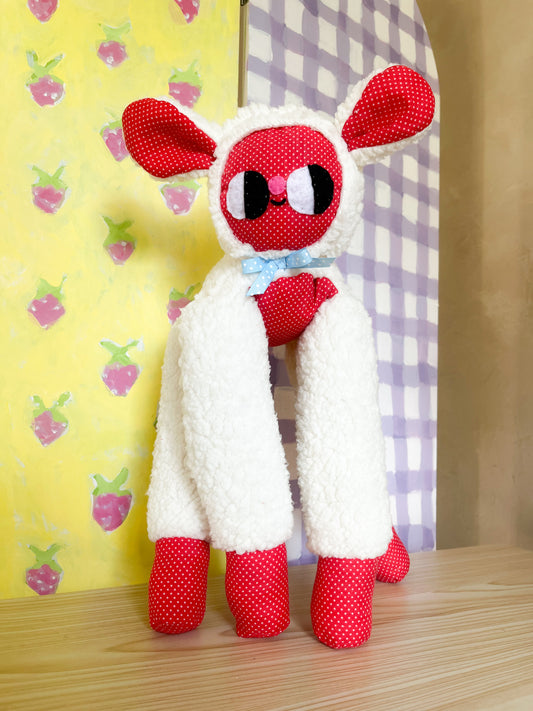 Red Polka Dot Leggie Lamb - Clunky Plush Collectible