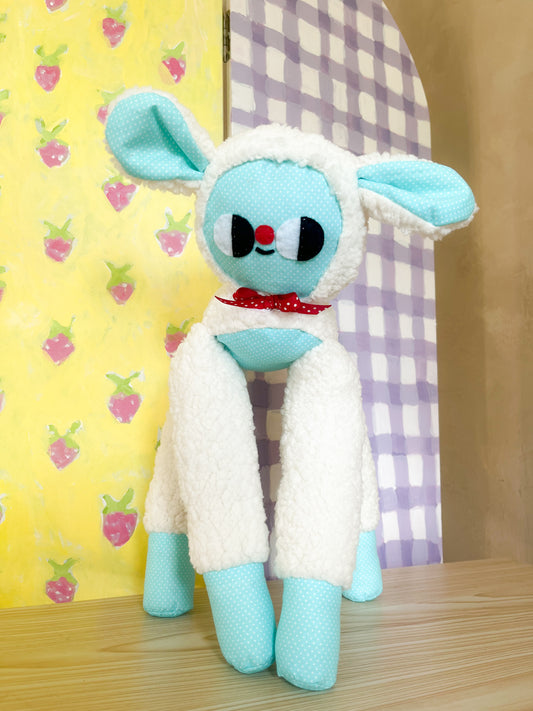 Turquoise Polka Dot Leggie Lamb - Clunky Plush Collectible