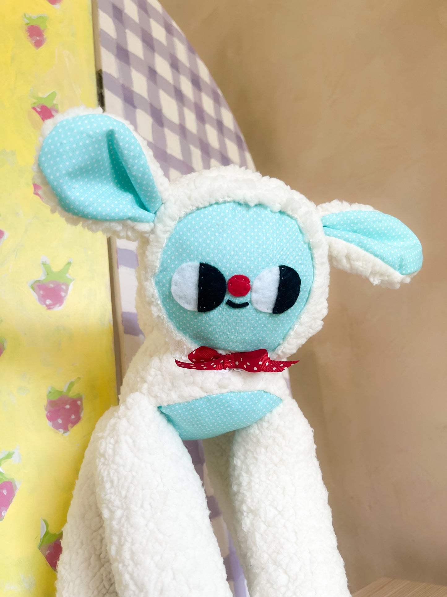 Turquoise Polka Dot Leggie Lamb - Clunky Plush Collectible