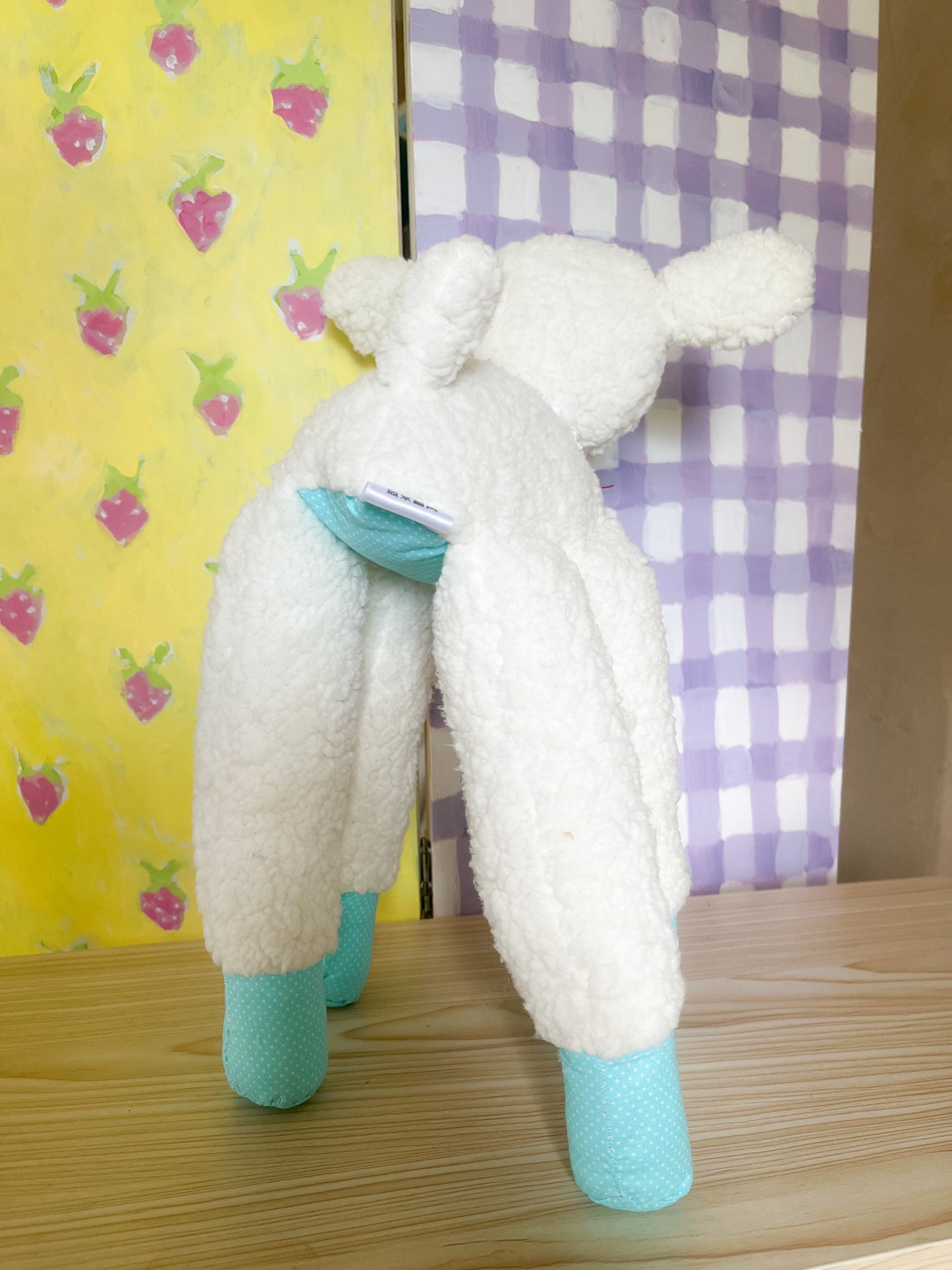 Turquoise Polka Dot Leggie Lamb - Clunky Plush Collectible