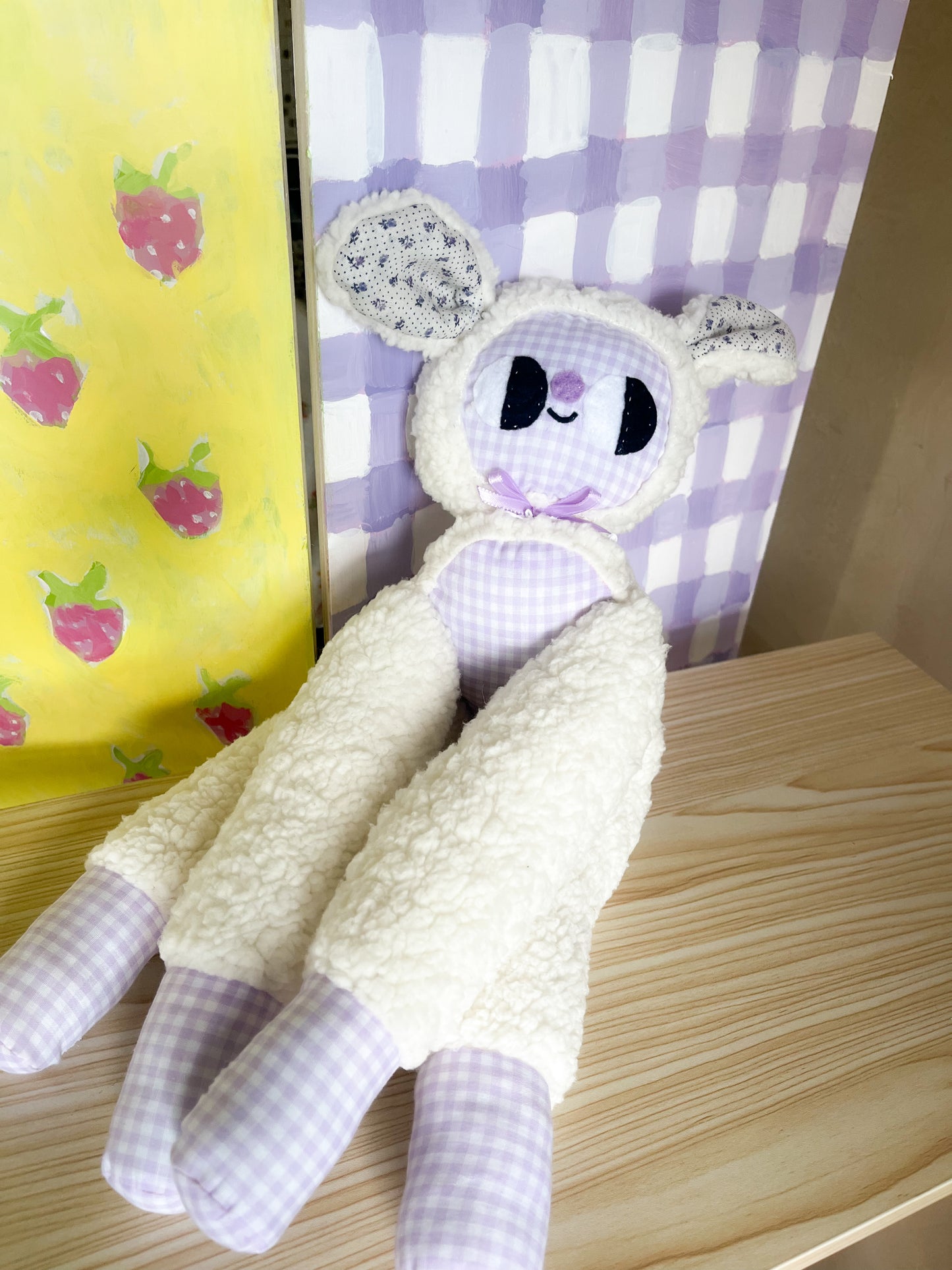 Lavender Gingham Leggie Lamb - Clunky Plush Collectible