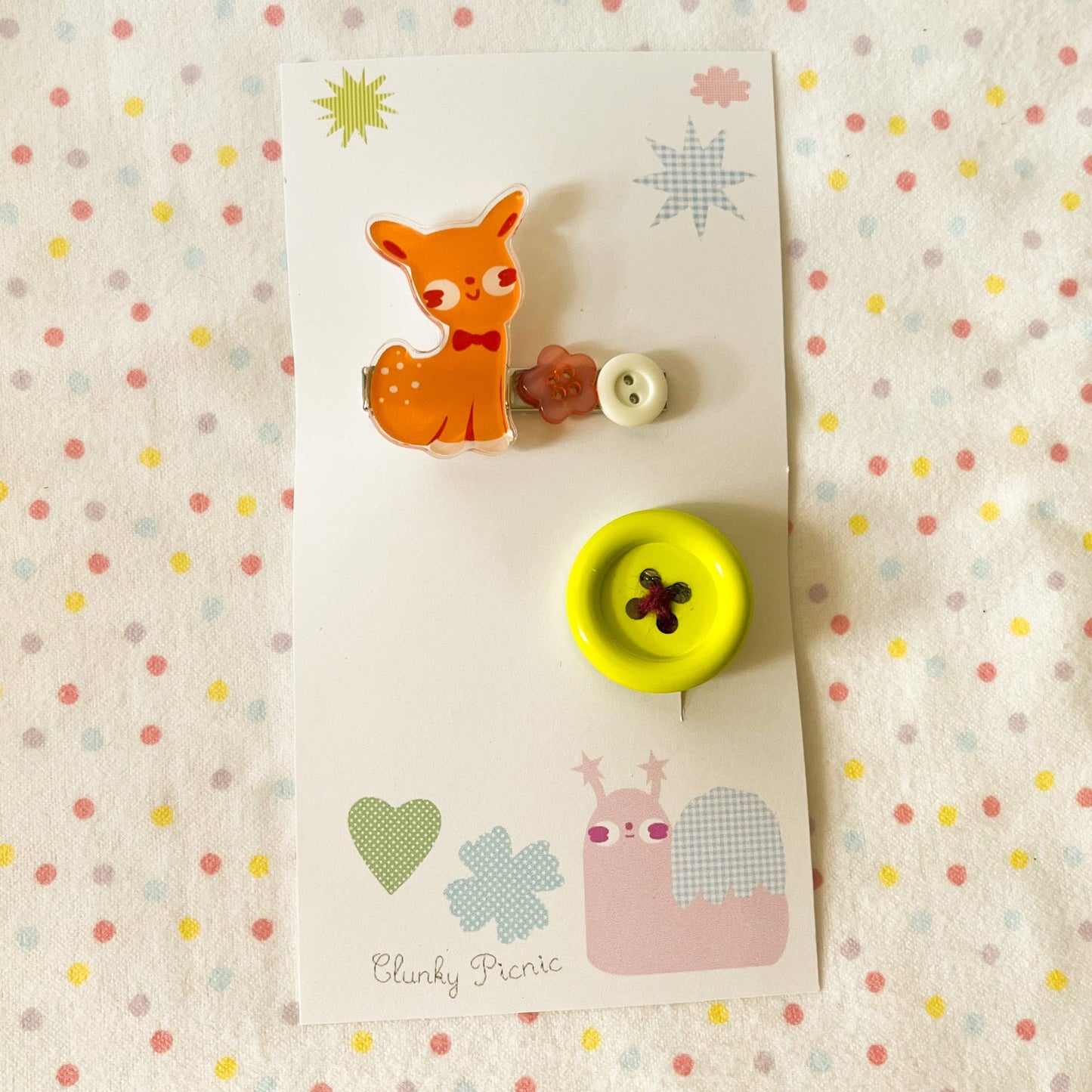 Doe Deer & Button - #17 Hair Clip Set