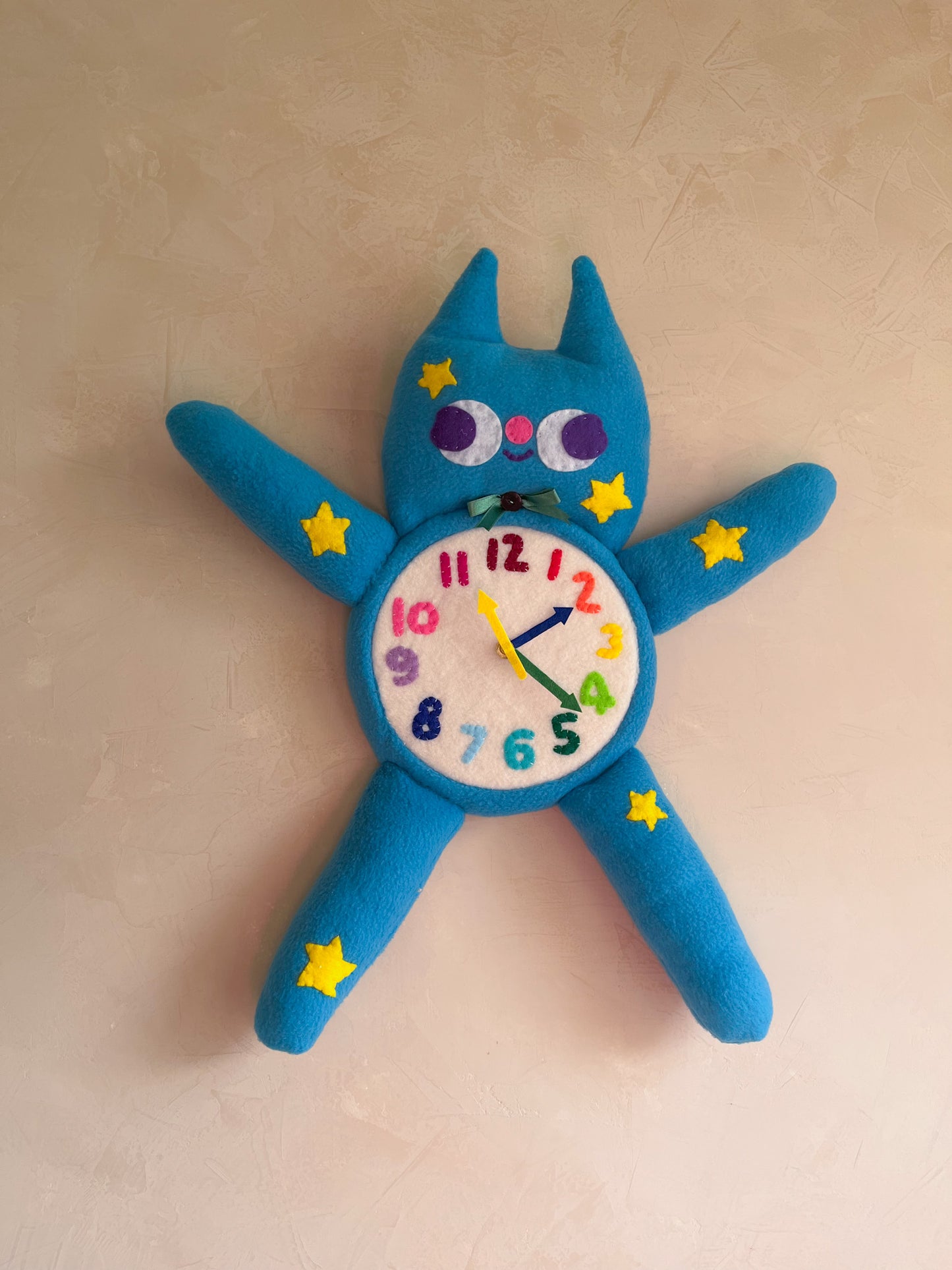 STARRY NIGHT GOOBY CAT! Plushie Friend Functional Analog Clock - New Smaller Size