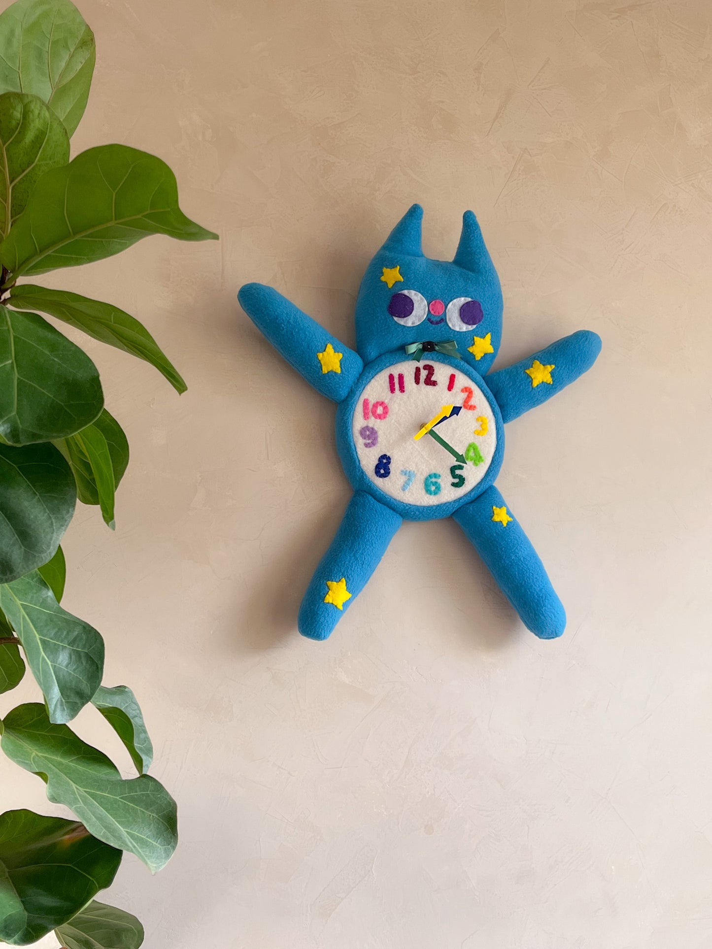 STARRY NIGHT GOOBY CAT! Plushie Friend Functional Analog Clock - New Smaller Size