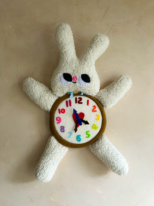 PHOEBE BUNNY! Plushie Friend Functional Analog Clock - New Smaller Size