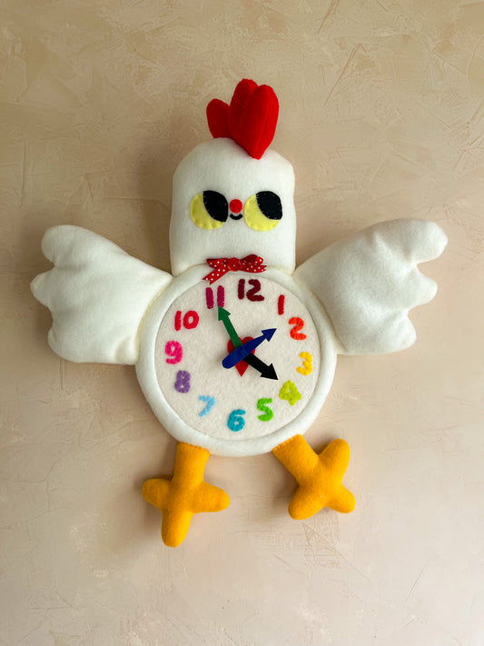 CHICKEN CLOCKY! Plushie Friend Functional Analog Clock - New Smaller Size