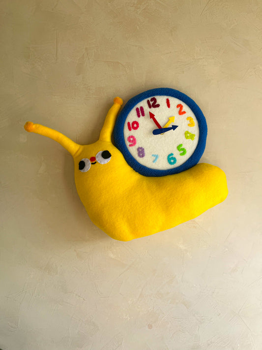 Buttercup Snail! Plushie Friend Functional Analog Clock - New Smaller Size