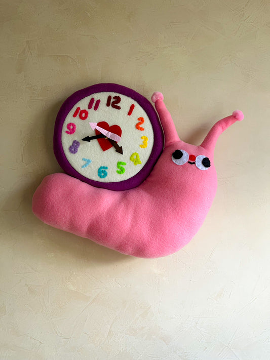 Love Snail! Plushie Friend Functional Analog Clock - New Smaller Size
