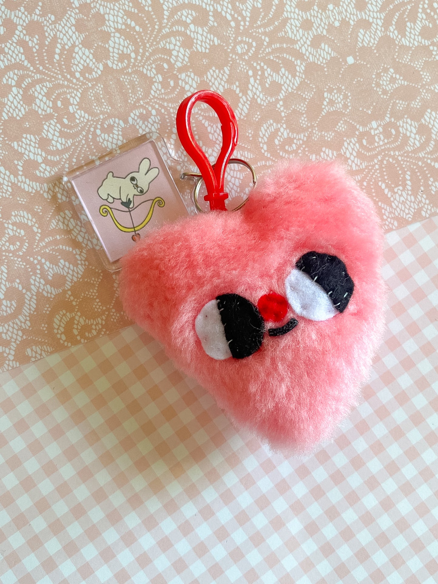 Fuzzy Feelings Heart #5 - Clunky Plush Keychain & Acrylic Keychain Combo