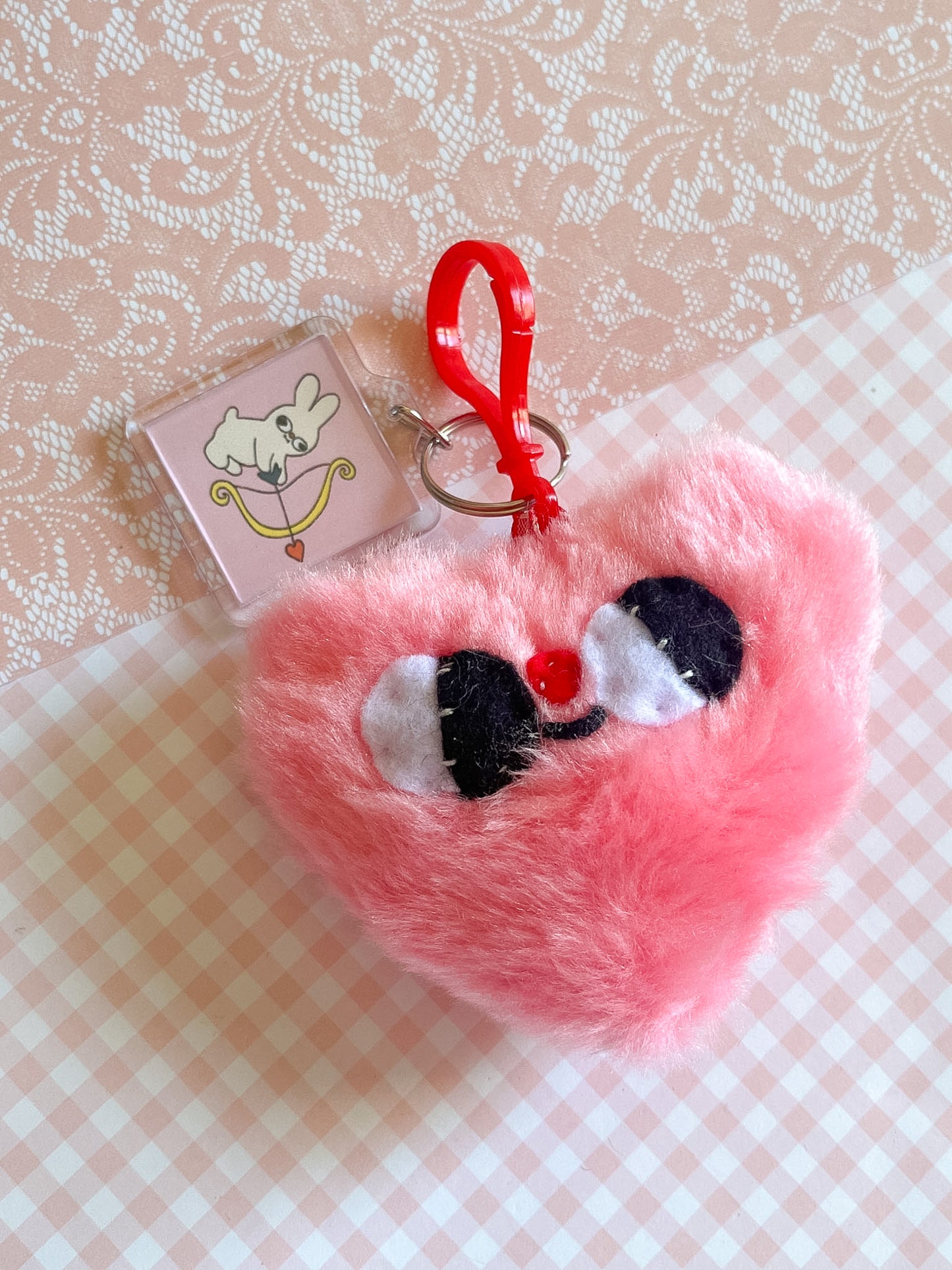 Fuzzy Feelings Heart #7 - Clunky Plush Keychain & Acrylic Keychain Combo