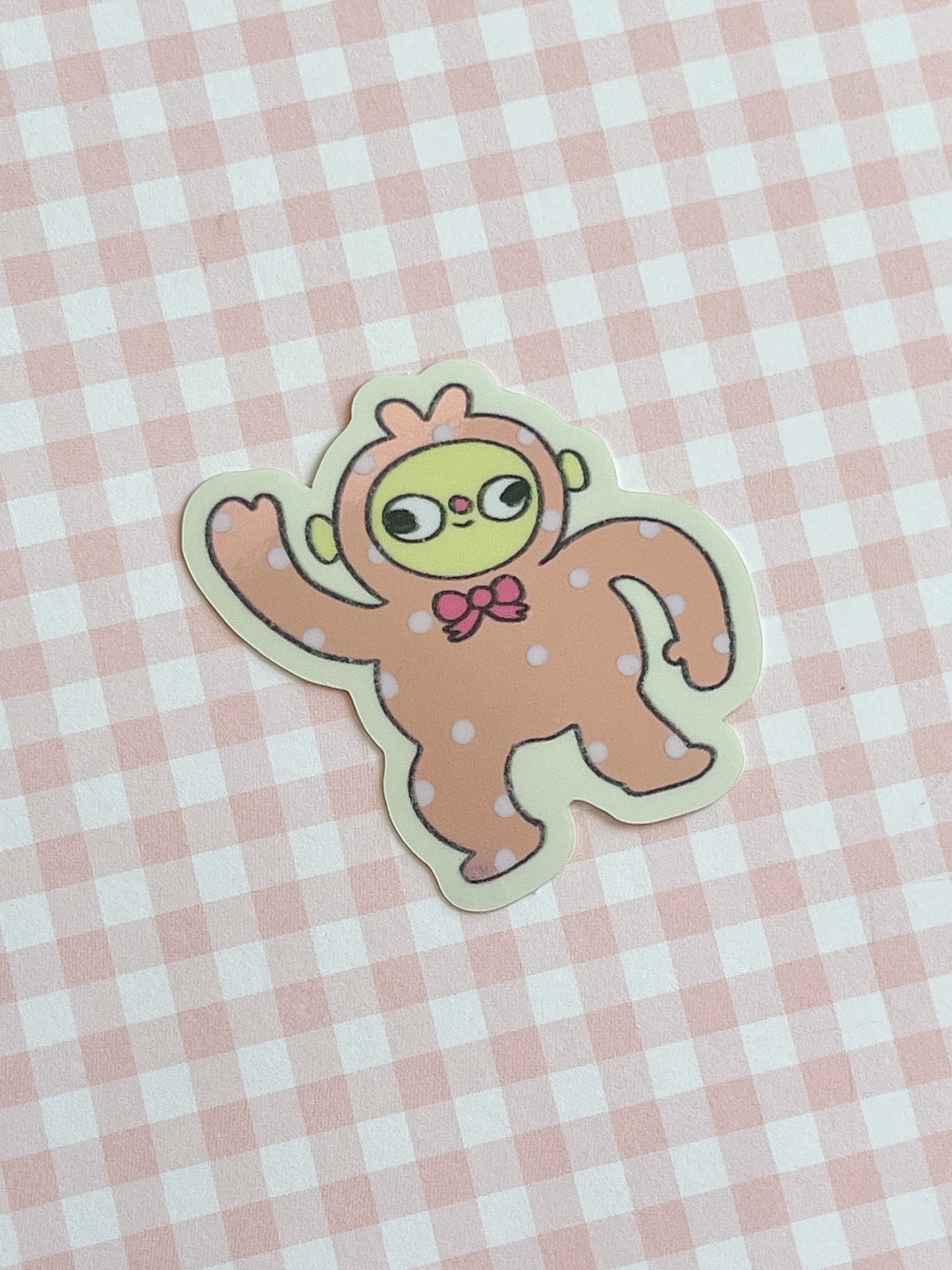 Pink Polka-Dot Monkey Sticker