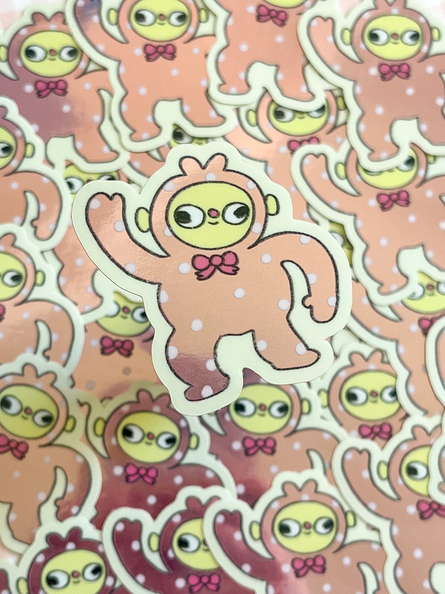 Pink Polka-Dot Monkey Sticker