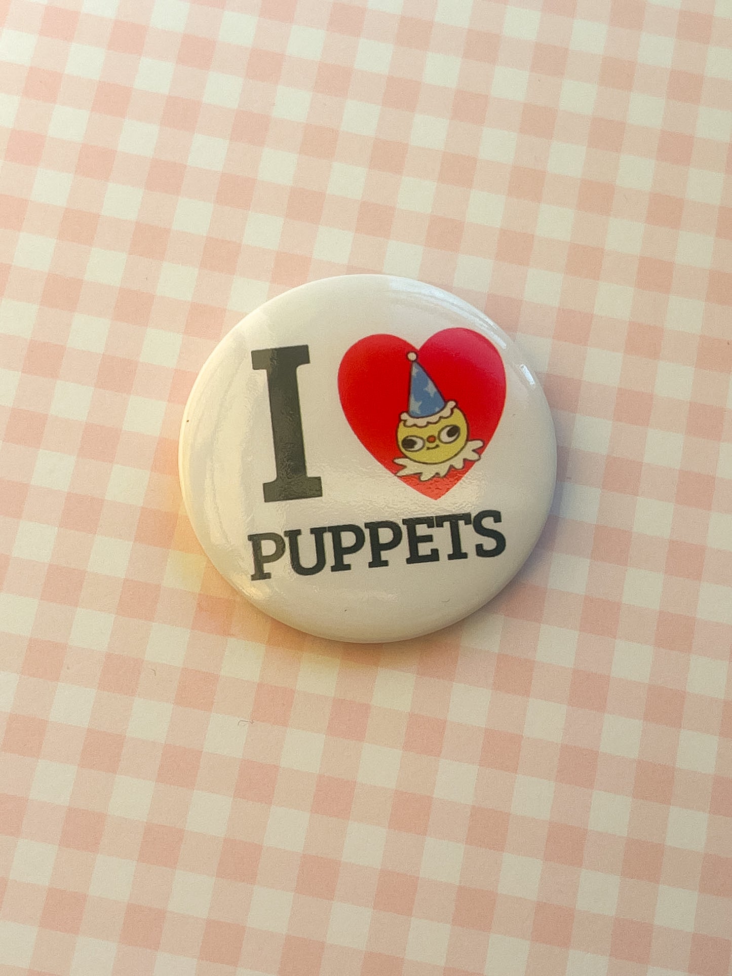 I Heart Puppets Button Pin