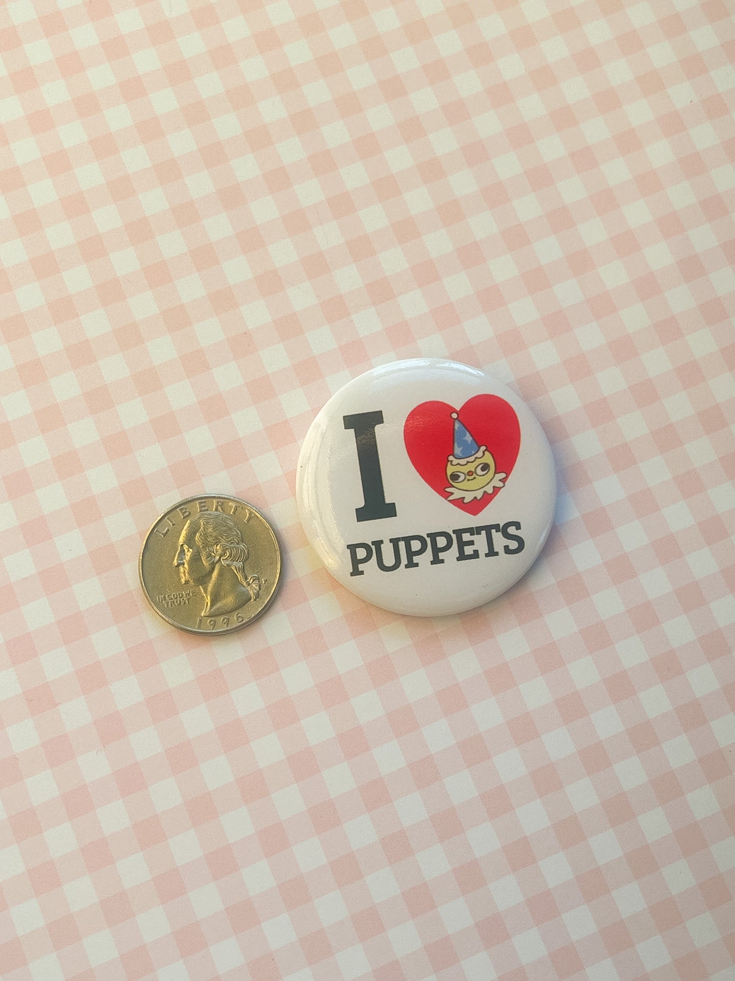 I Heart Puppets Button Pin