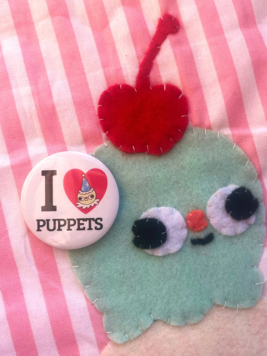 I Heart Puppets Button Pin