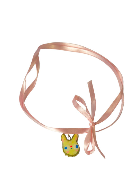 Little Rabbit Ribbon Choker ~ Handmade Clay Pendant