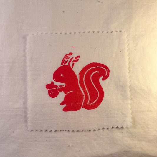 Baby Squirrel ~ Lino Print Patch