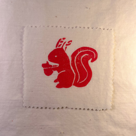 Baby Squirrel ~ Lino Print Patch