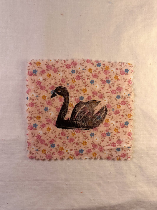 Swan ~ Lino Print Patch