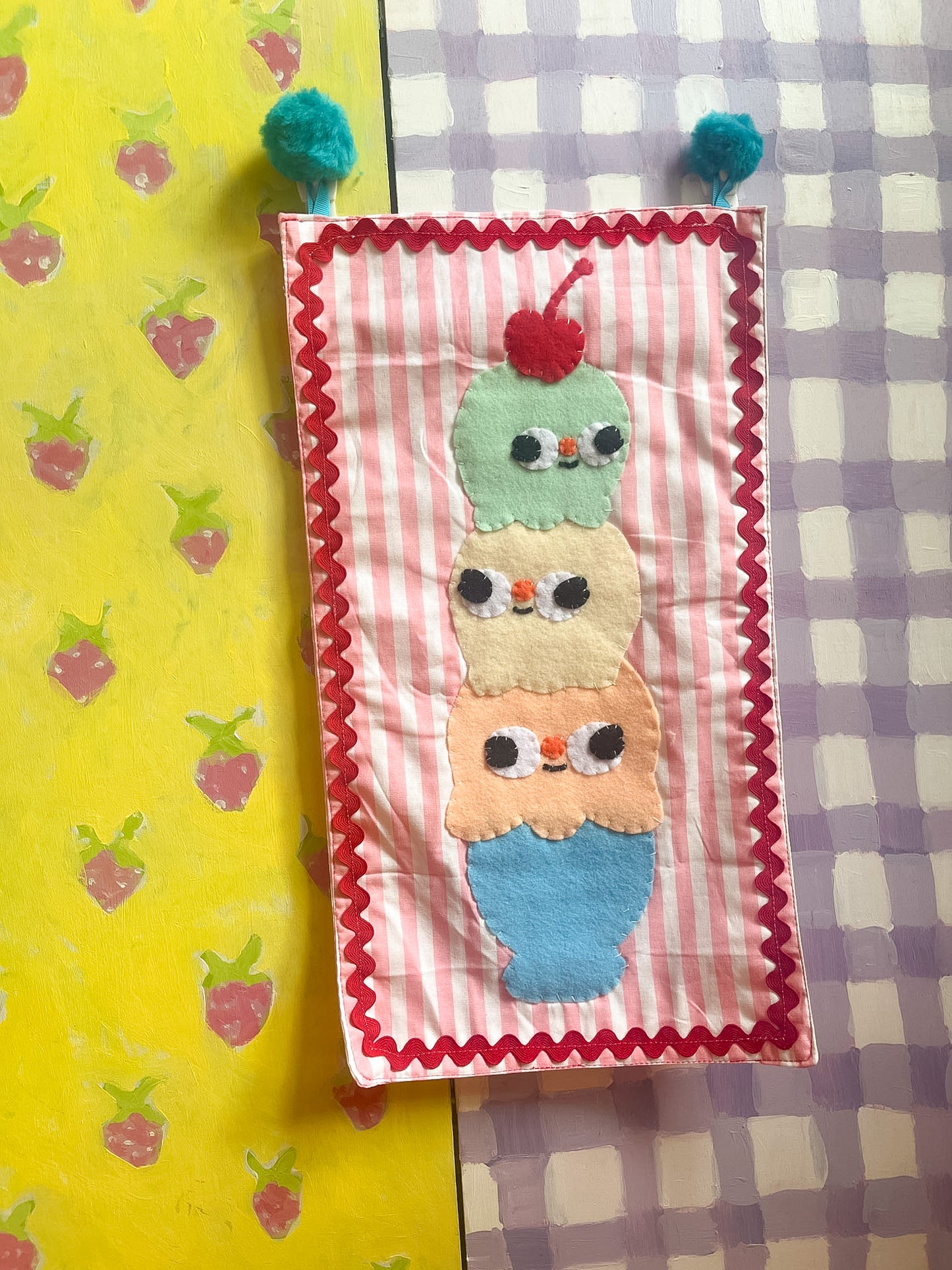 Ice Cream Sundae Friends ~ Clunky Wall Hanging