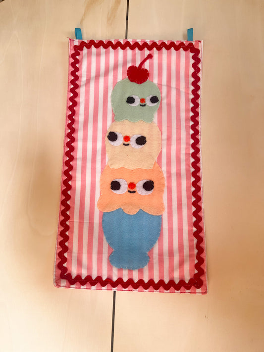 Ice Cream Sundae Friends ~ Clunky Wall Hanging