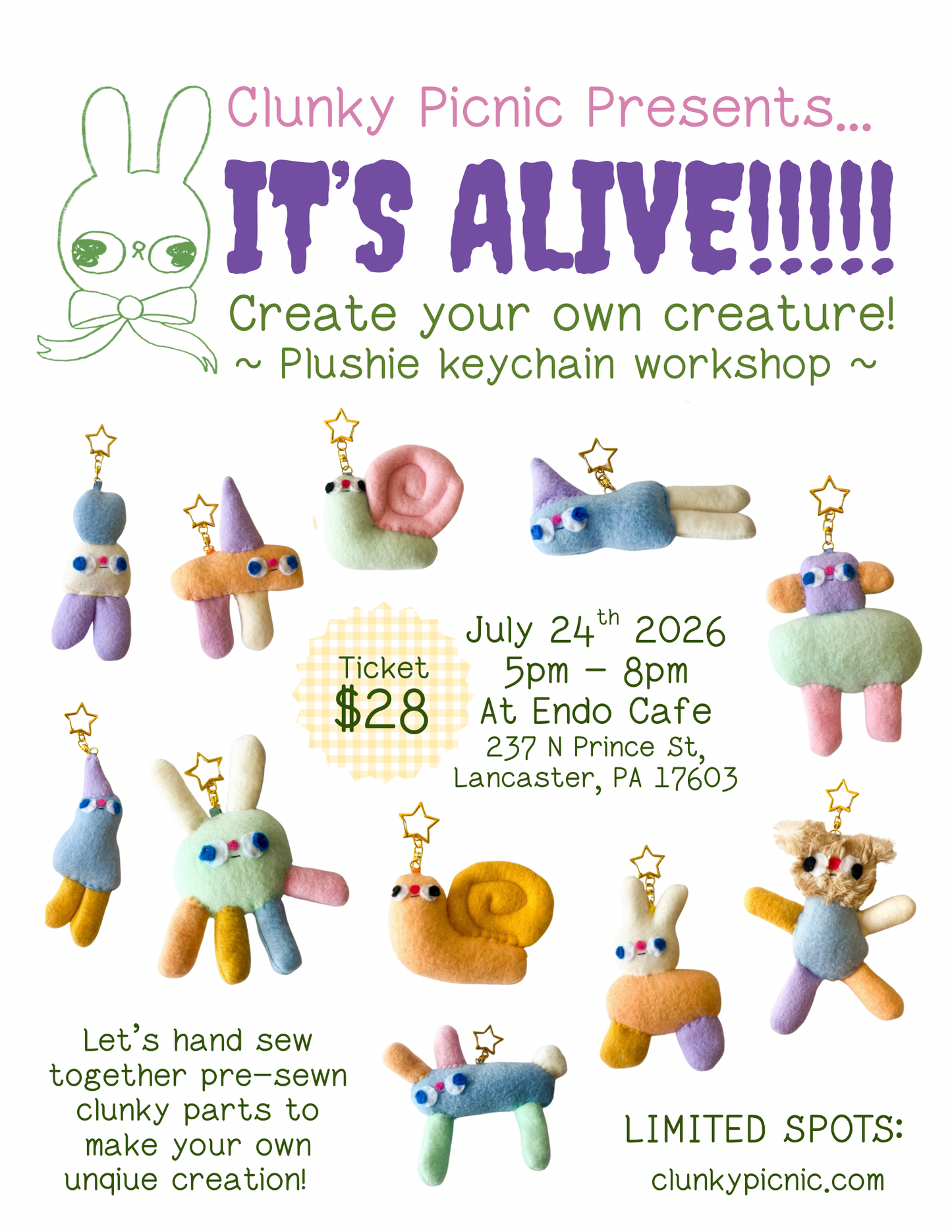 07/24 ~ IN-PERSON EVENT TICKET: ENDO CAFE *CREATE YOUR OWN CREATURE KEYCHAIN*